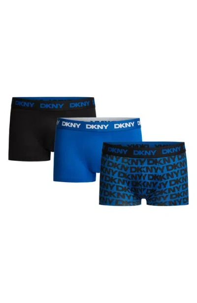 Dkny 3-pack Ultralight Microfiber Mesh Trunks In Black