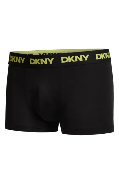 Dkny 3-pack Ultralight Microfiber Mesh Trunks In Black