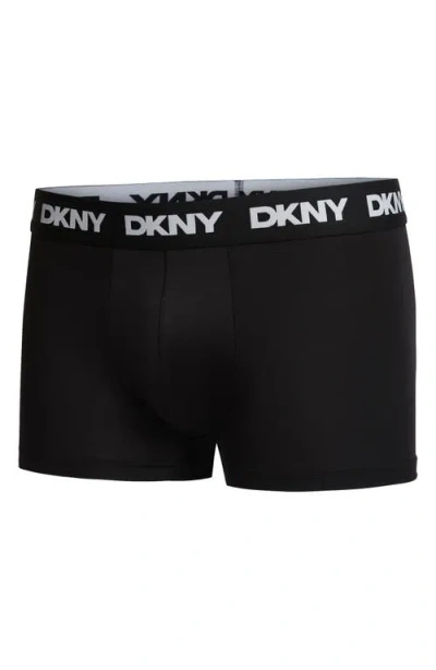 Dkny 3-pack Ultralight Microfiber Mesh Trunks In Black
