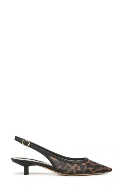 Franco Sarto Pura Slingback Pointed Toe Kitten Heel Pump In Animal Print