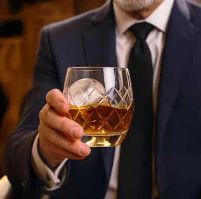 Final Touch Hand-cut On The Rock Glass 5 Piece Set In Transparent