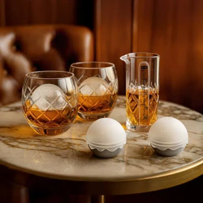 Final Touch Hand-cut On The Rock Glass 5 Piece Set In Transparent