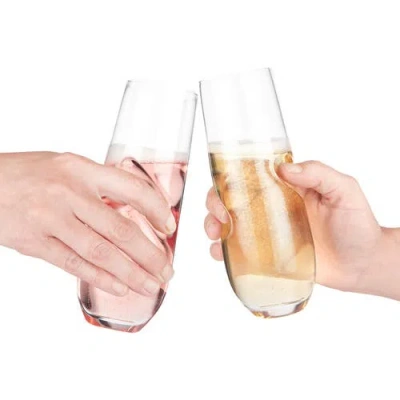 Final Touch Bubbles Sparkling, Champagne, Bubbly Glass Set With Opener In Transparent
