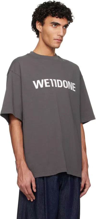 We11 Done Gray Large Basic Logo T-shirt In Gray