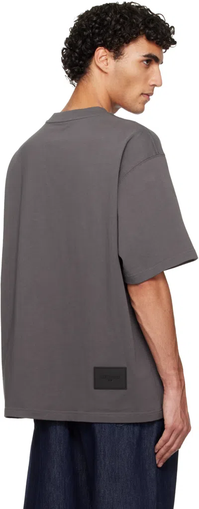 We11 Done Gray Large Basic Logo T-shirt In Gray