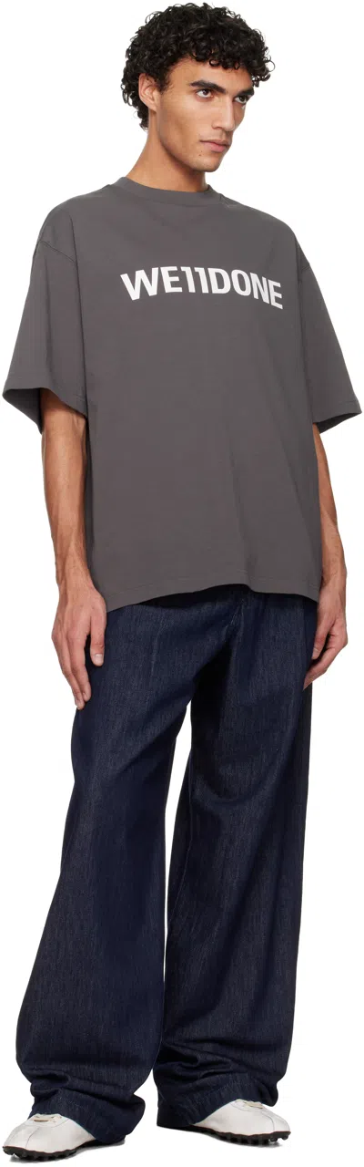 We11 Done Gray Large Basic Logo T-shirt In Gray