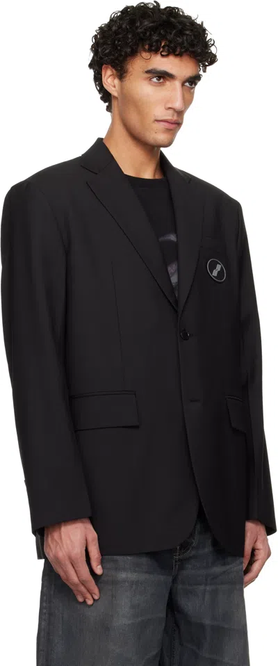 We11 Done We11done Black Oversized Logo Blazer In Black