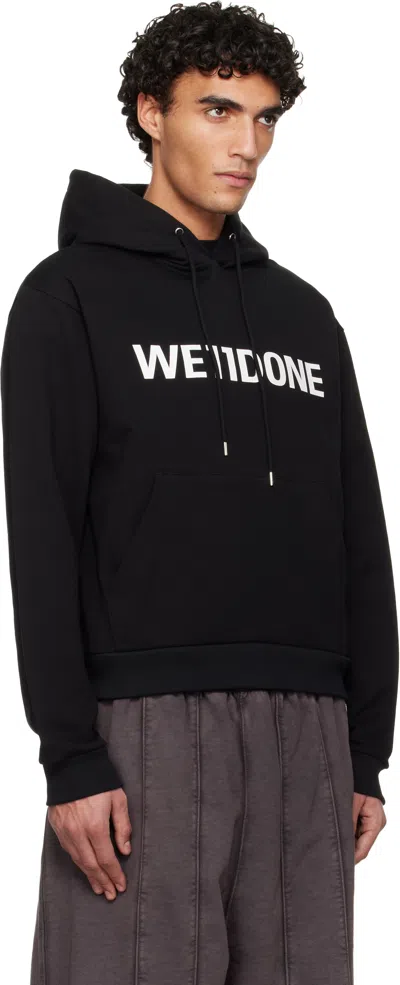 We11 Done Black Basic Logo Fitted Hoodie In Black