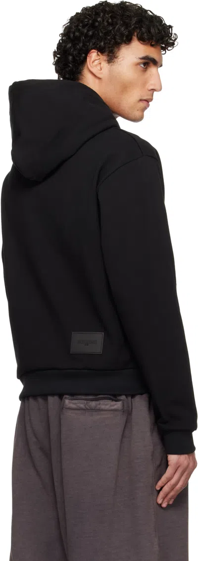 We11 Done Black Basic Logo Fitted Hoodie In Black