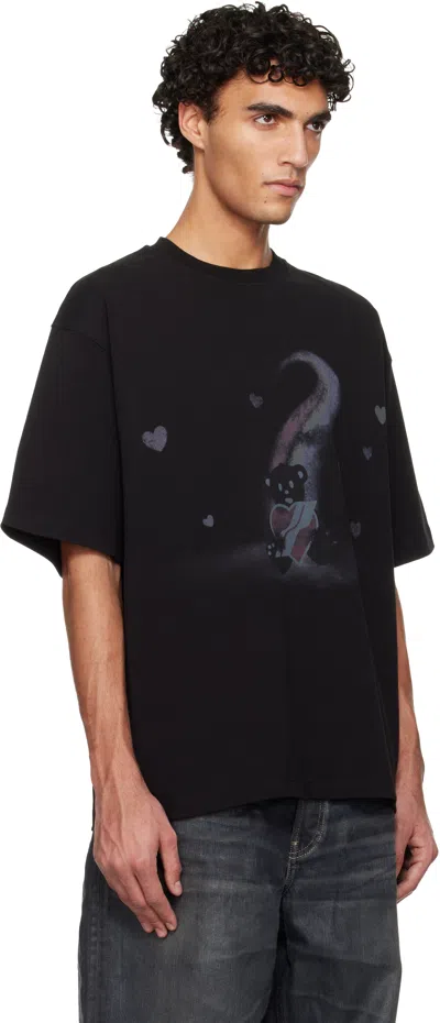 We11 Done Black Teddy Bear Print T-shirt In Black