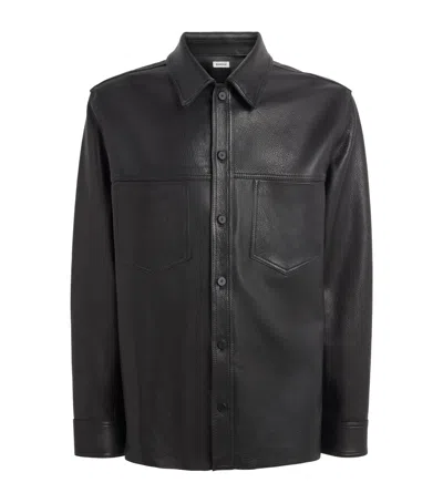 Simkhai Gibson Leather Shirt Jacket In Black