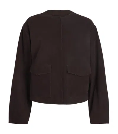 St Agni Suede Utility Cocoon Bomber Jacket In Brown