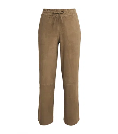 Arma Suede Blair Straight Trousers In Green