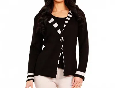 Angel Apparel Stripe And Dot Blazer In Black/stone In Black
