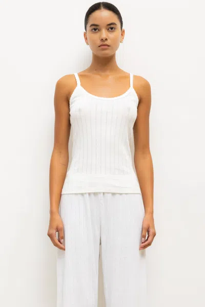 Leset Pointelle-knit Cotton Tank Top In White