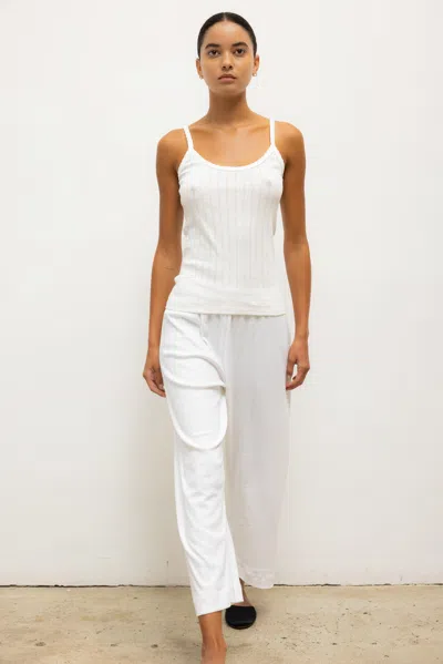 Leset Pointelle-knit Cotton Tank Top In White