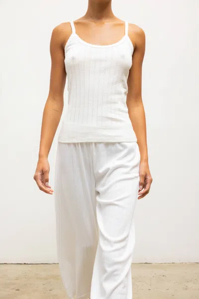 Leset Pointelle-knit Cotton Tank Top In White