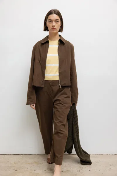 Leset Chloe Cotton Canvas Jacket In Brown