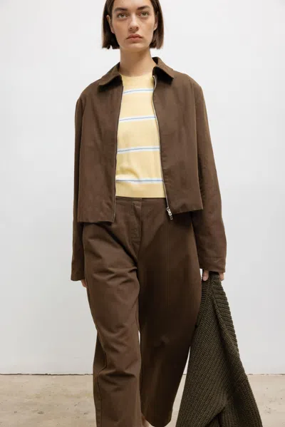 Leset Chloe Cotton Canvas Jacket In Brown