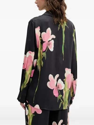 Stine Goya Floral-print Button-up Shirt In Black