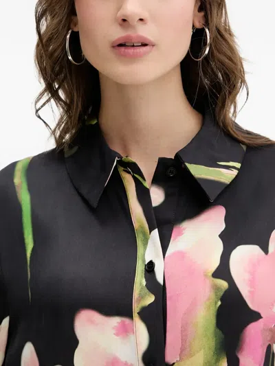 Stine Goya Floral-print Button-up Shirt In Black