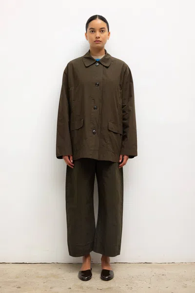 Leset Kyoto Pocket Button Down Jacket In Brown