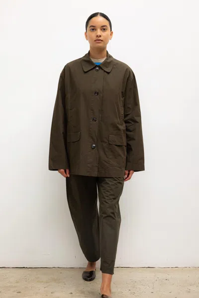 Leset Kyoto Pocket Button Down Jacket In Brown