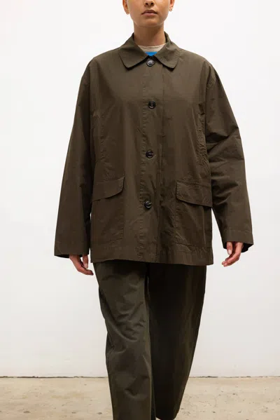 Leset Kyoto Pocket Button Down Jacket In Brown