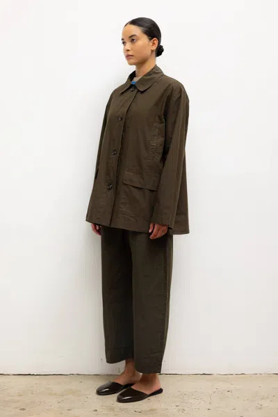 Leset Kyoto Pocket Button Down Jacket In Brown