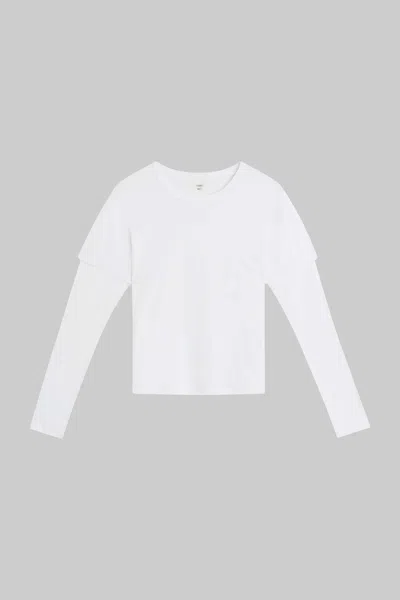 Leset Margo Layered Long Sleeve Tee In White