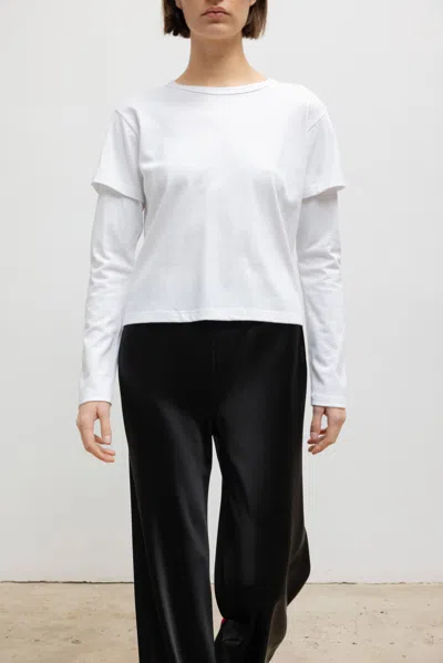 Leset Margo Layered Long Sleeve Tee In White