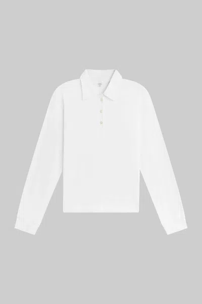 Leset Margo Long Sleeve Polo In White