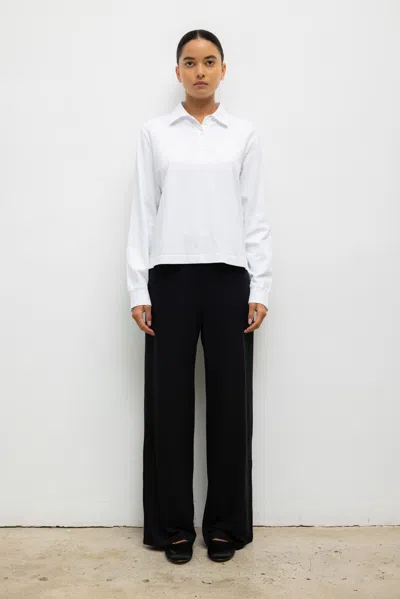 Leset Margo Long Sleeve Polo In White