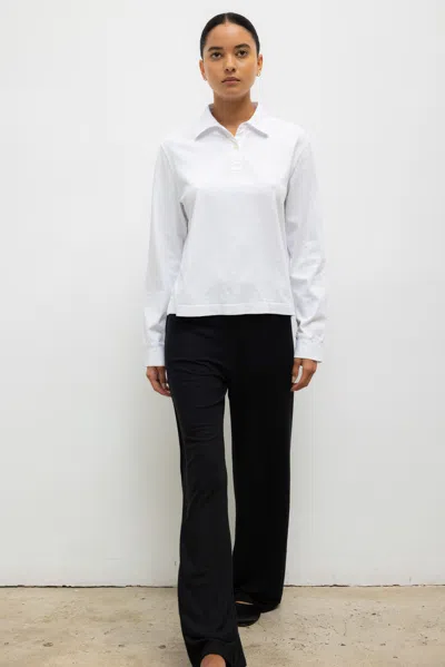 Leset Margo Long Sleeve Polo In White