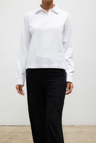 Leset Margo Long Sleeve Polo In White
