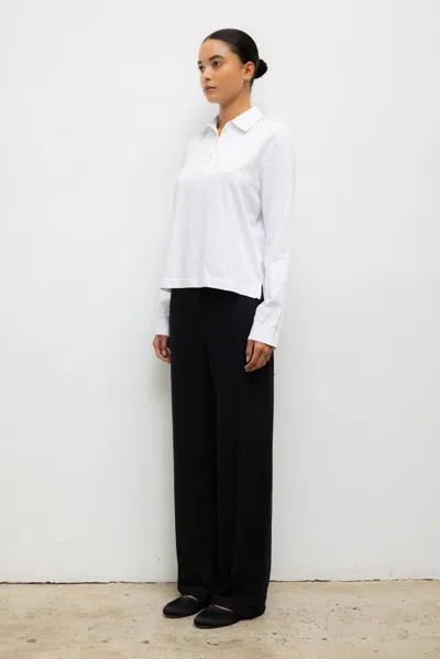 Leset Margo Long Sleeve Polo In White