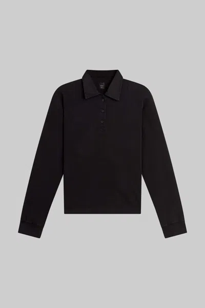 Leset Margo Long Sleeve Polo In Black