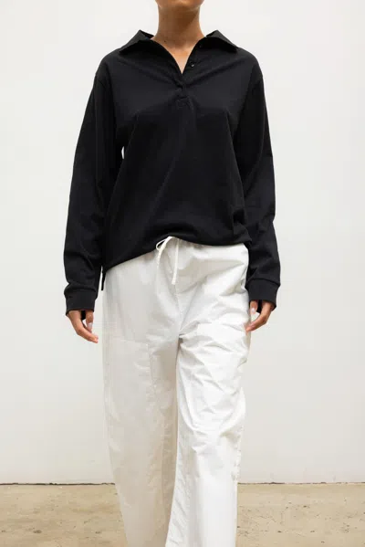 Leset Margo Long Sleeve Polo In Black