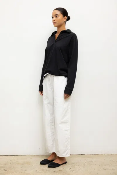 Leset Margo Long Sleeve Polo In Black