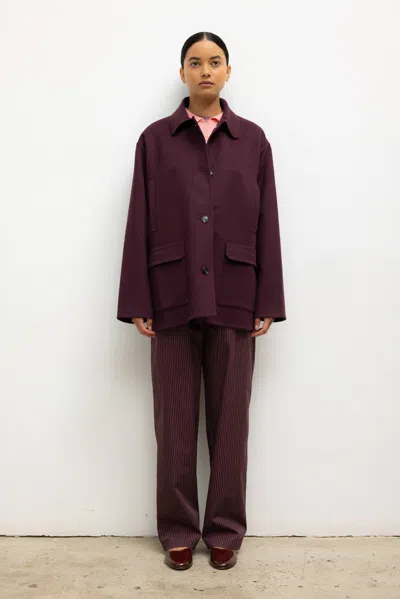 Leset Noah Button Down Jacket In Purple