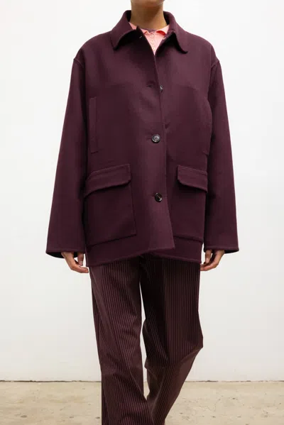 Leset Noah Button Down Jacket In Purple