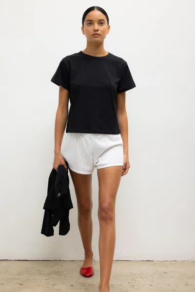 Leset Pointelle Mini Short In Black