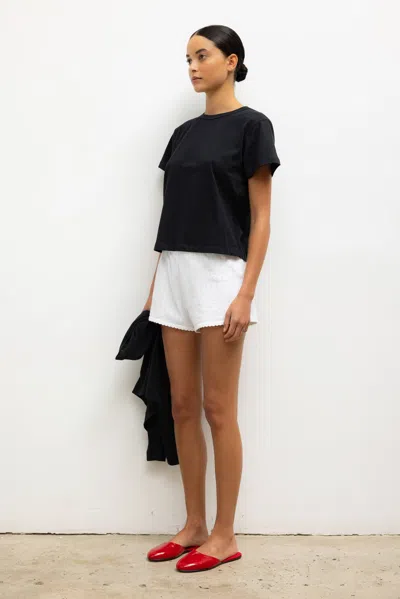 Leset Pointelle Mini Short In Black