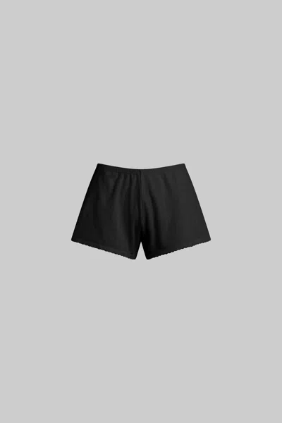 Leset Pointelle Mini Short In Black