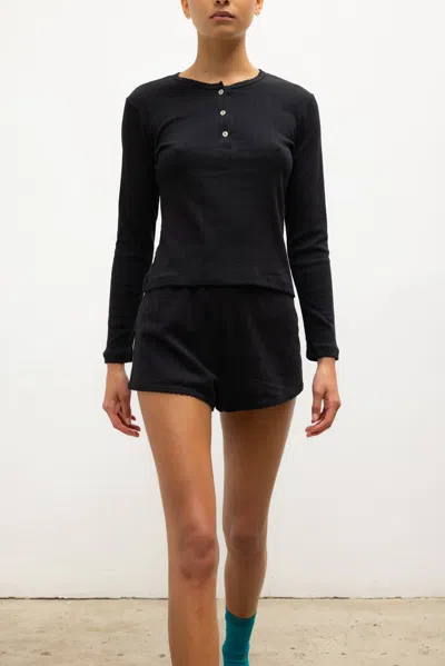 Leset Pointelle Mini Short In Black