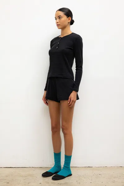 Leset Pointelle Mini Short In Black