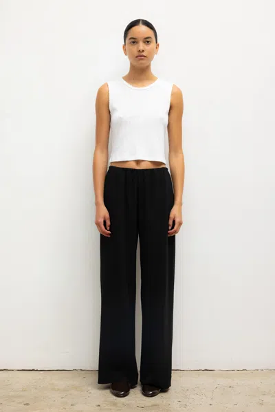 Leset Pointelle Sleeveless Crew Top In White