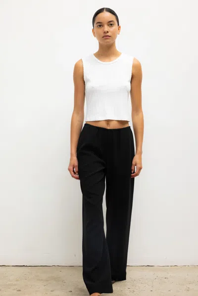 Leset Pointelle Sleeveless Crew Top In White