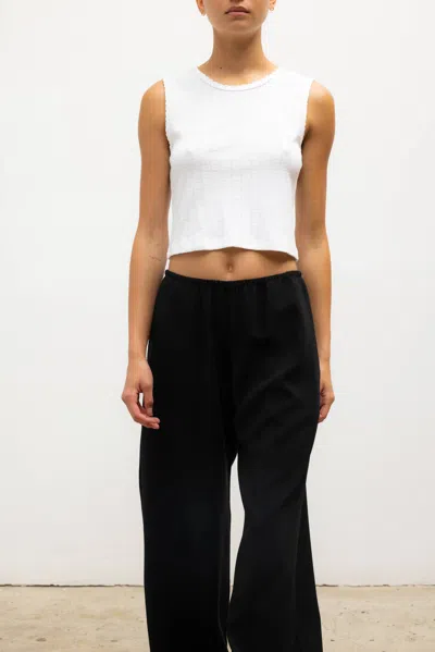 Leset Pointelle Sleeveless Crew Top In White