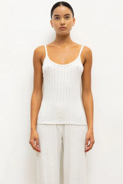 Leset Pointelle-knit Cotton Tank Top In White